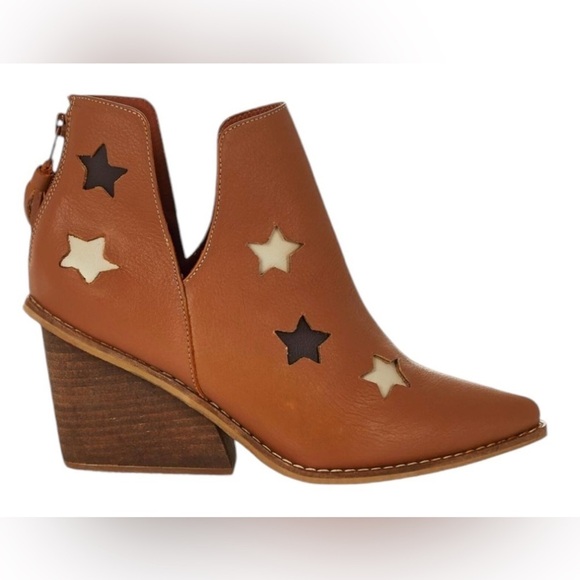 SILVIA COBOS Shoot For The Moon Brown Tan Leather Ankle Boots Size 7 - Picture 2 of 8